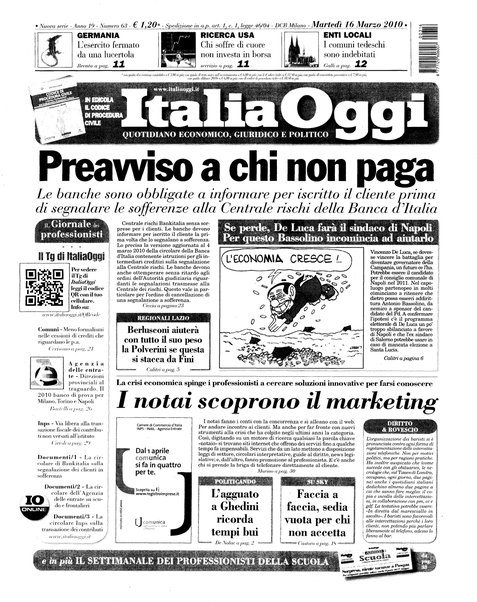 Italia oggi : quotidiano di economia finanza e politica